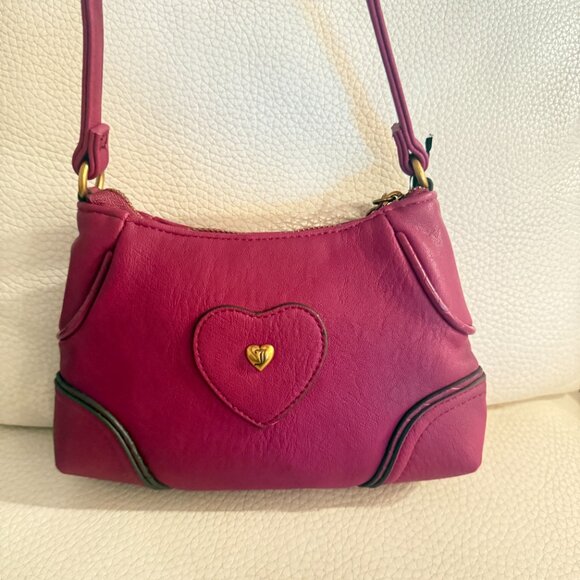 NWT Juicy Couture JUICY ROMANCE Piped Rouched Convertible Wristlet PLUM BERRY - Picture 2 of 4